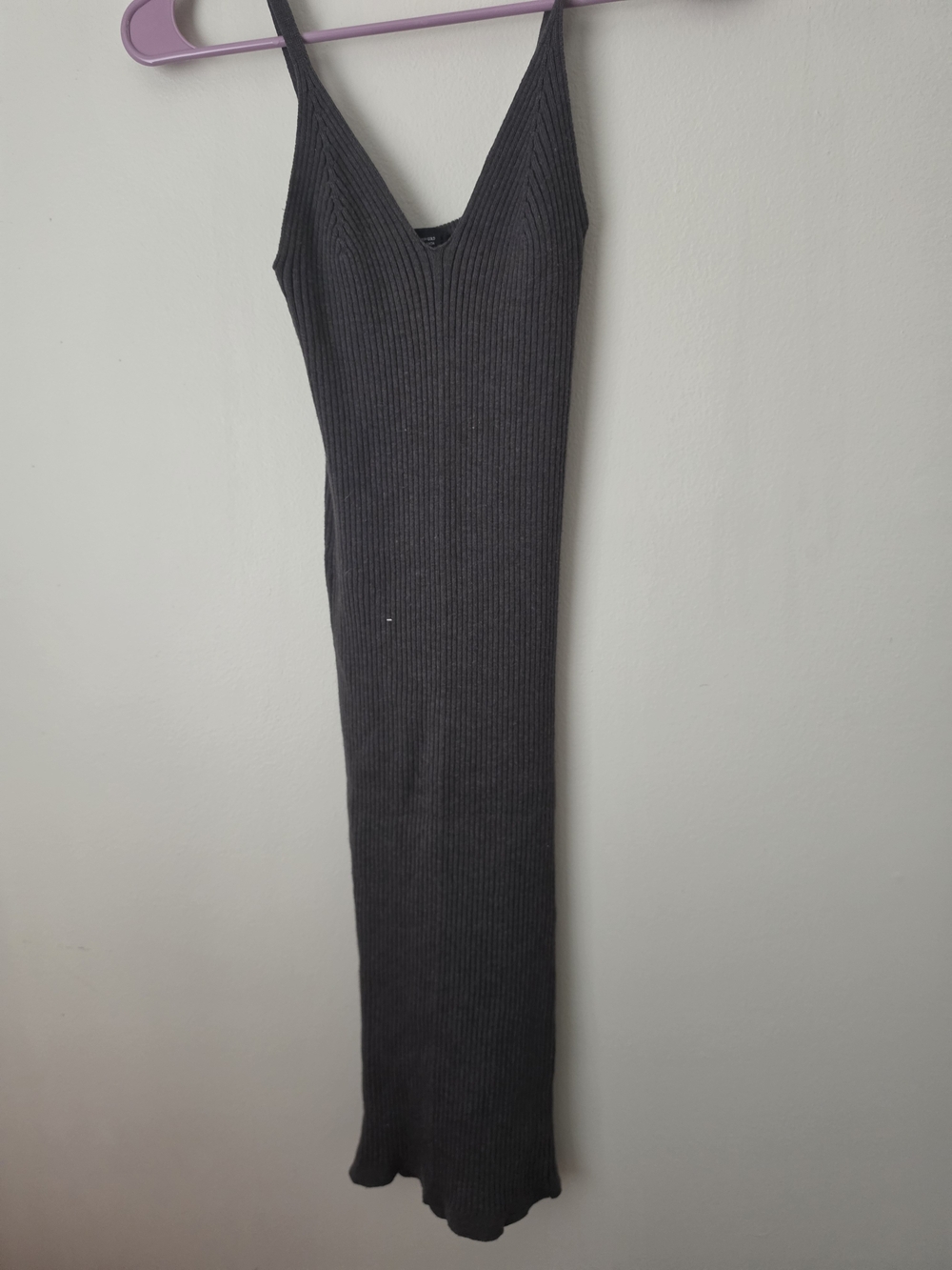 Joe & Elle Charcoal Ribbed V-Neck Maxi Slip Dress